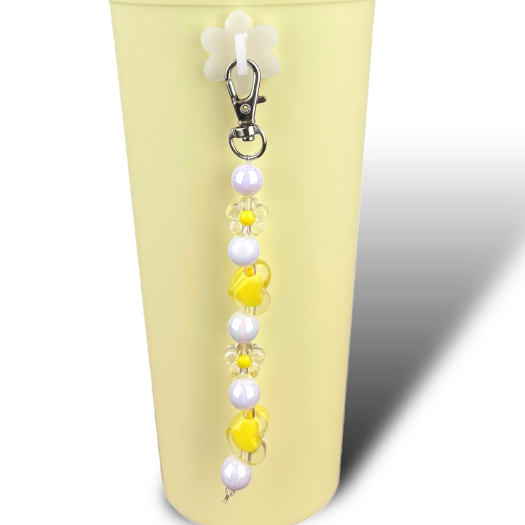 Yellow Jelly Bead Charm Water Bottle