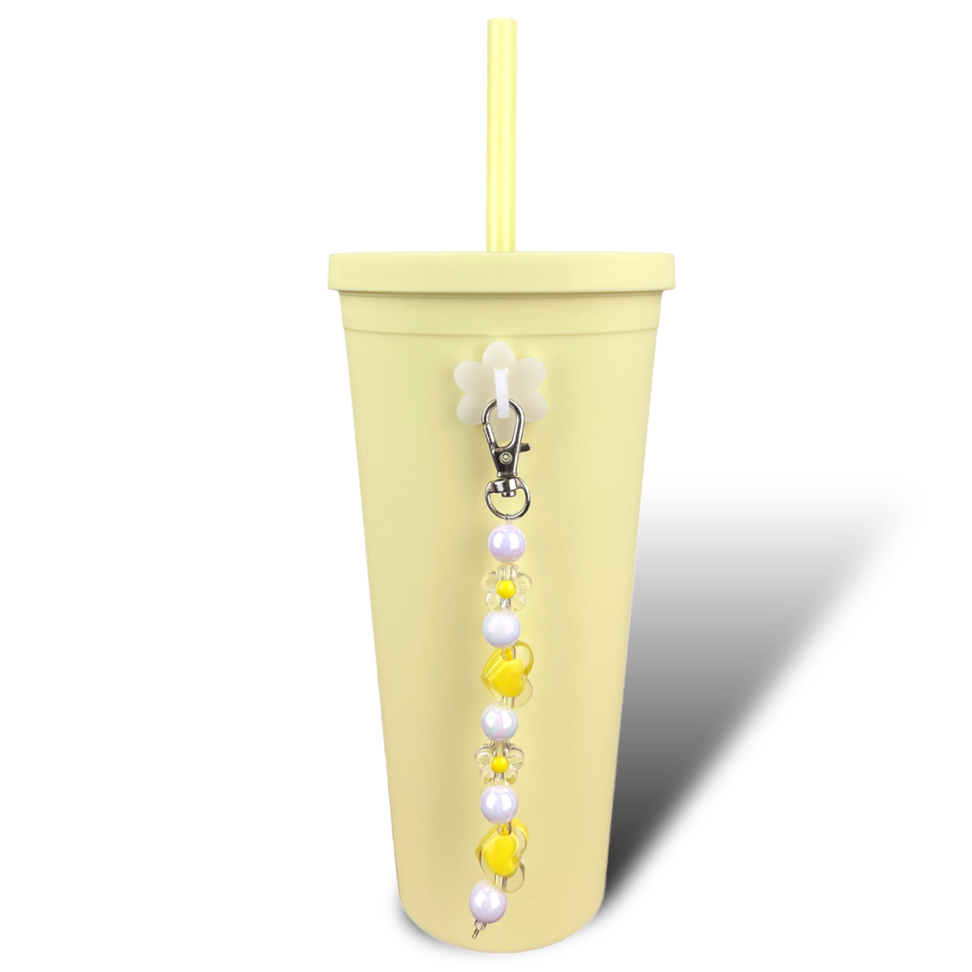 Yellow Jelly Bead Charm Water Bottle