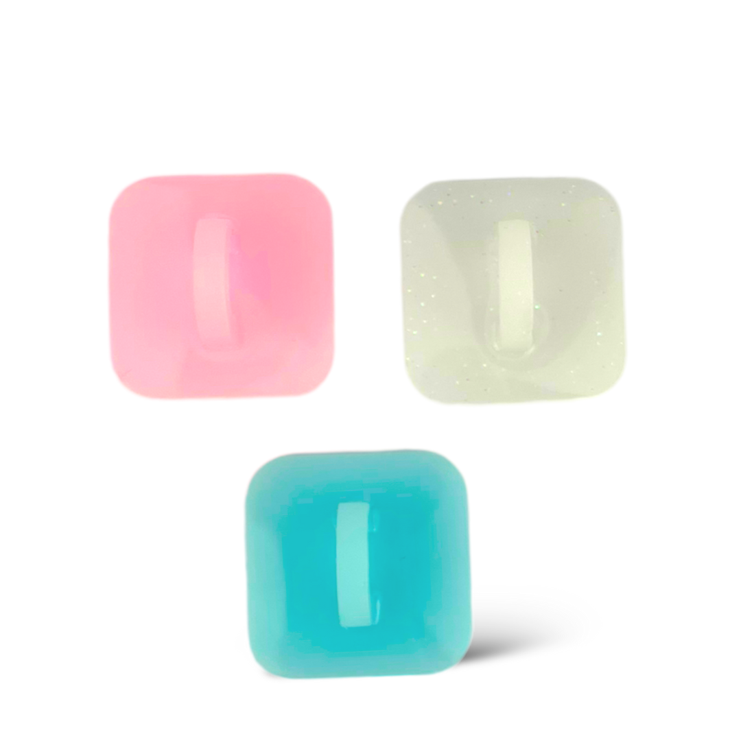 White Shimmer Pink Blue Square Stick-On Hooks