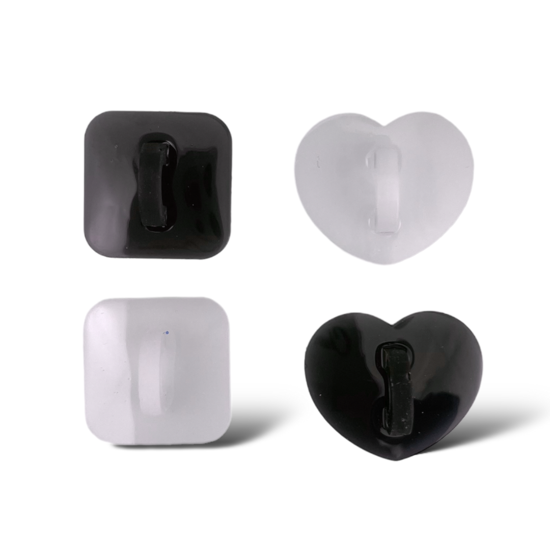 CharCharms Water Bottle Accessories  Variety 4 Pack - B&W - Heart & Square  Stick-On Hooks