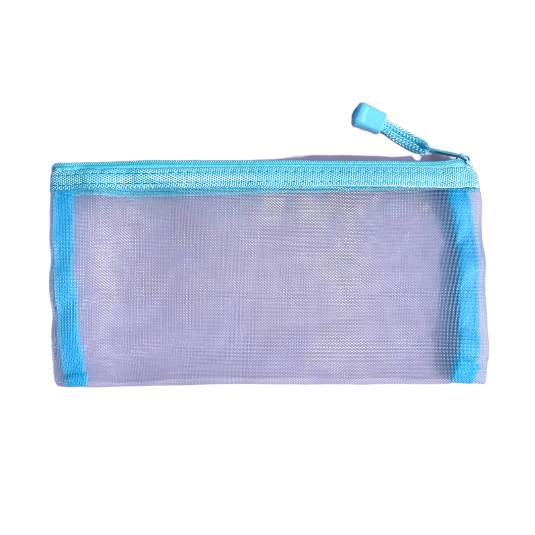 CharCharms Blue Zippered Pouch, Case, Holder, Charm Holder, mesh Baggie