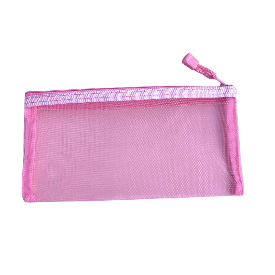 CharCharms Pink Zippered Pouch, Case, Holder, Charm Holder, mesh Baggie
