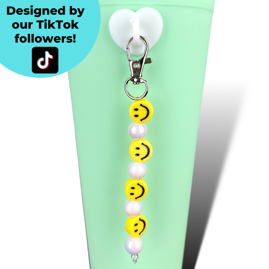 Smiley Face Bead Charm Water Bottle Accessories